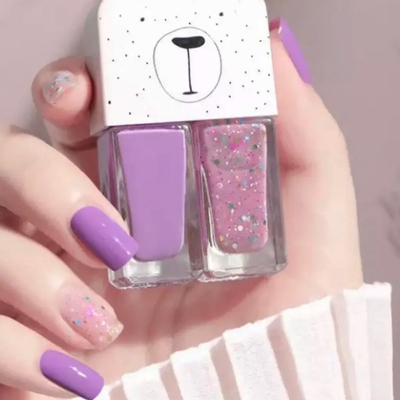 Set de Esmaltes Lila y Rosa con Purpurina - 2u