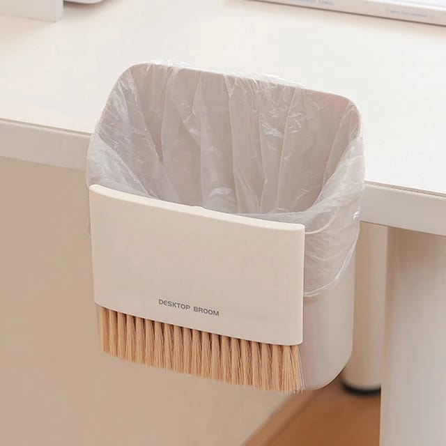 Tacho de Plástico /Escoba con Adhesivo Gris