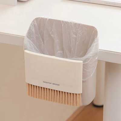 Tacho de Plástico /Escoba con Adhesivo Gris