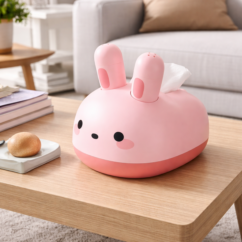 Box Porta Pañuelo Diseño Conejito Rosa