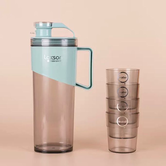 Jarra Laxson Acrilica + 4 Vasos Celeste