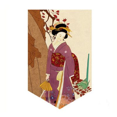 Banderin de Lona Estilo Oriental Geisha 1 unid