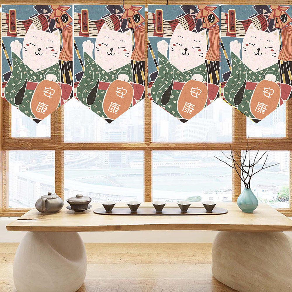 Banderin de Lona Estilo Oriental Gatito Japonés 1 unid