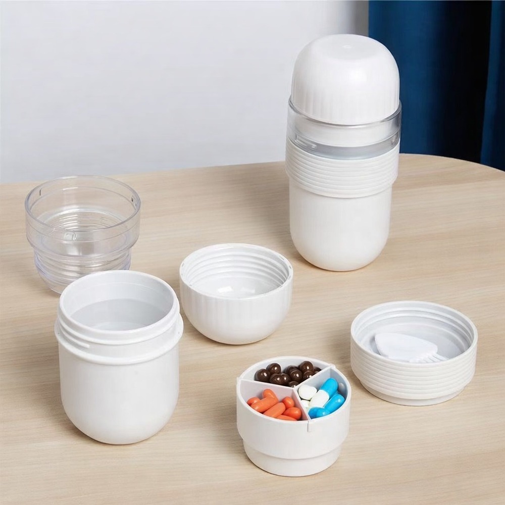 Pastillero con Triturador de Medicamentos 3 en 1 Blanco