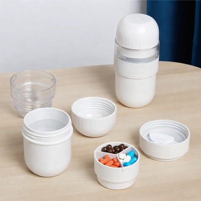 Pastillero con Triturador de Medicamentos 3 en 1 Blanco