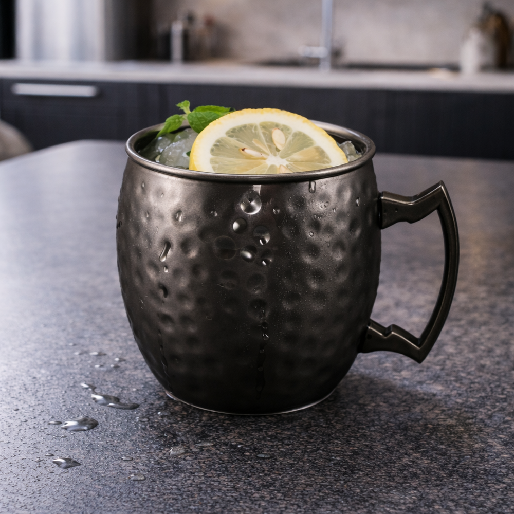 Taza de Acero Inoxidable 304SUS Moscow Mule Black Premium 