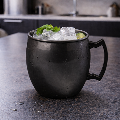 Taza de Acero Inoxidable 304SUS Moscow Mule Black Premium Lisa 