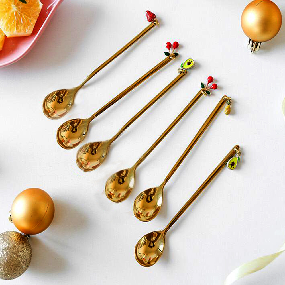 Cucharitas Doradas Frutales x6Unidades