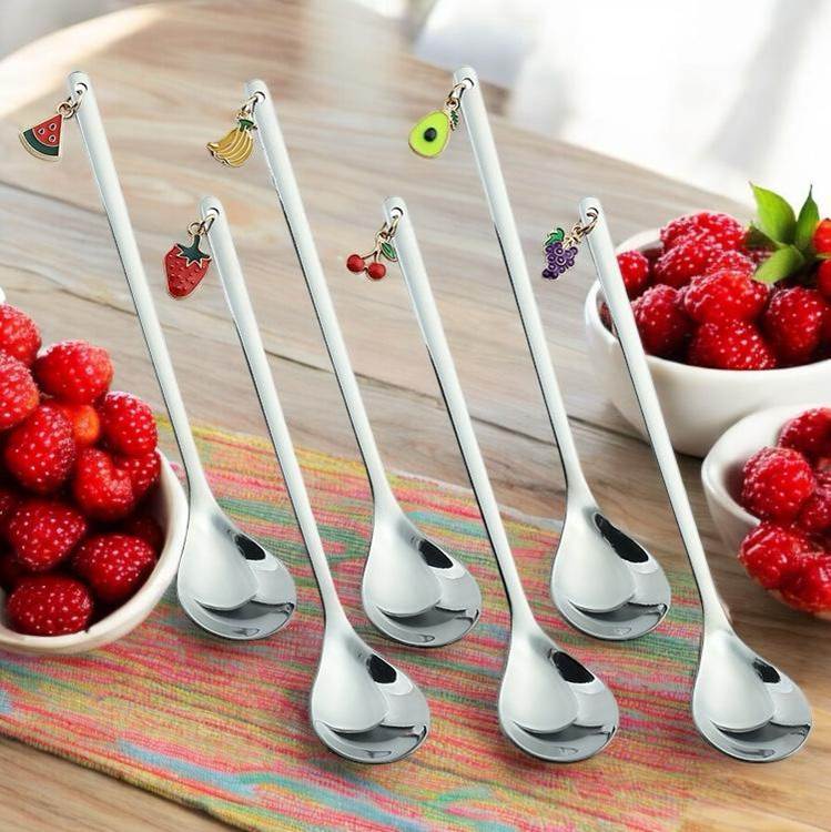 Cucharitas Plateadas Frutales x6Unidades