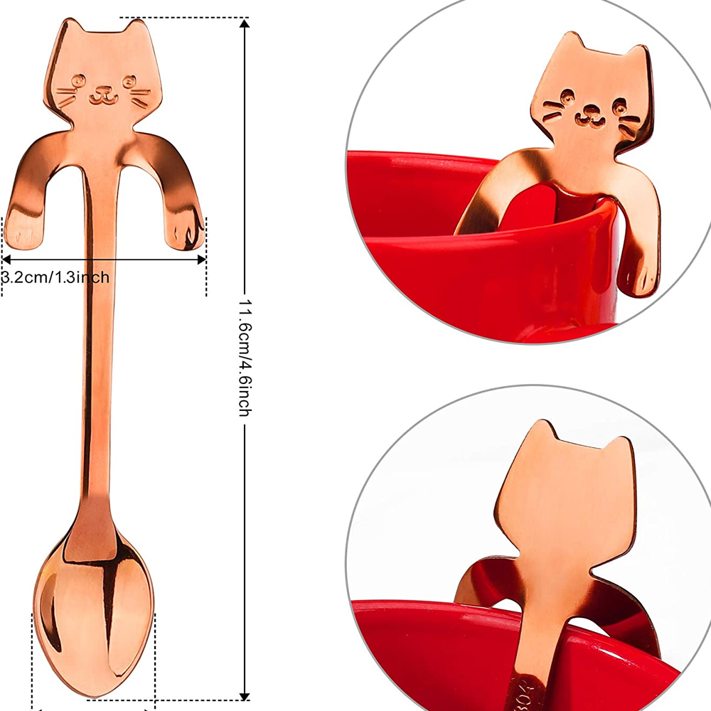 Cucharas Rose Gold Gato Corto x6 unidades