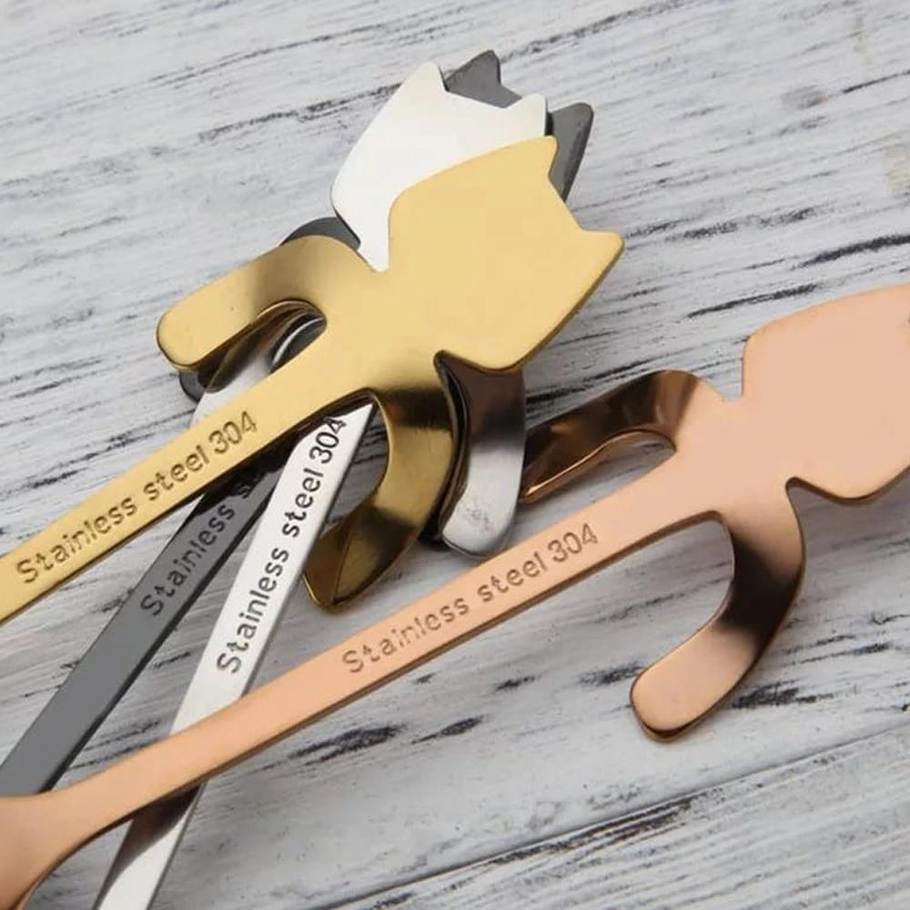 Cucharas Rose Gold Gato Corto x6 unidades