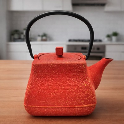 Tetera Cuadrada de Hierro Fundido + Infusor Diseño Hanoi Red 