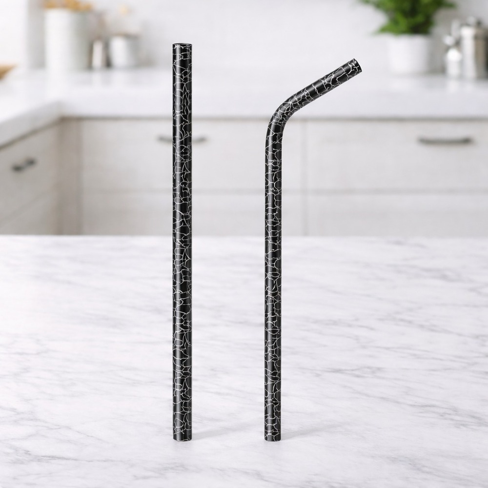 Sorbetes Vertical Y Recto de Acero Diseño Craquelado Negro x2pzs