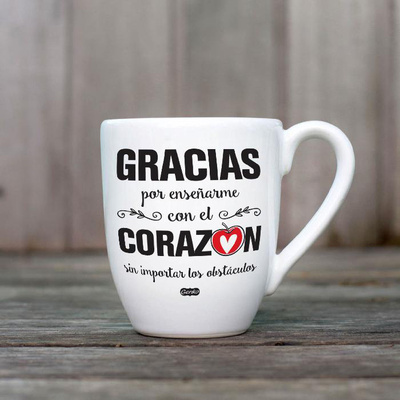 Taza de Cerámica Blanca-Gracias por Enseñarme