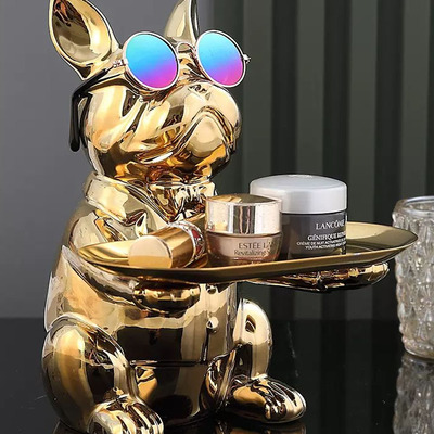 Mr. Bulldog Decorativo Sentado Gold + Lentes de Regalo