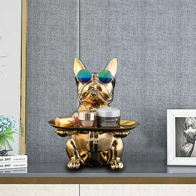 Mr. Bulldog Decorativo Sentado Gold + Lentes de Regalo