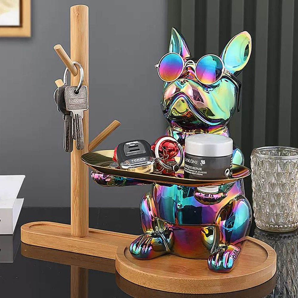 Mr. Bulldog Decorativo Sentado Tornasol + Lentes de Regalo