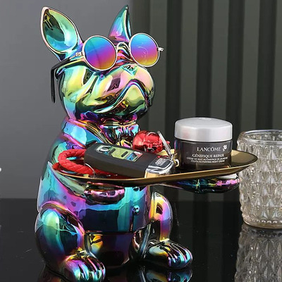 Mr. Bulldog Decorativo Sentado Tornasol + Lentes de Regalo