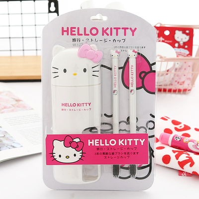 Portacepillos + 2 Cepillos de Dientes Hello Kitty Blanco