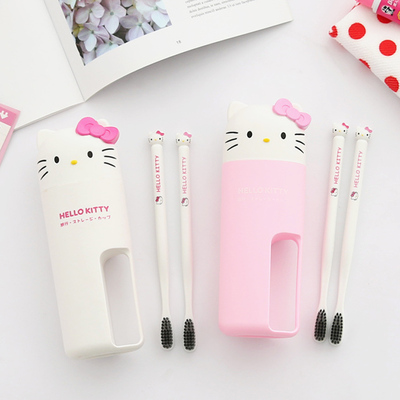 Portacepillos + 2 Cepillos de Dientes Hello Kitty Blanco