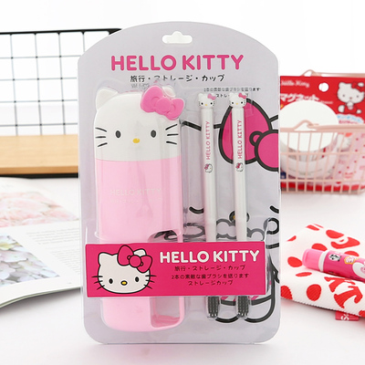 Portacepillos + 2 Cepillos de Dientes Hello Kitty Rosa