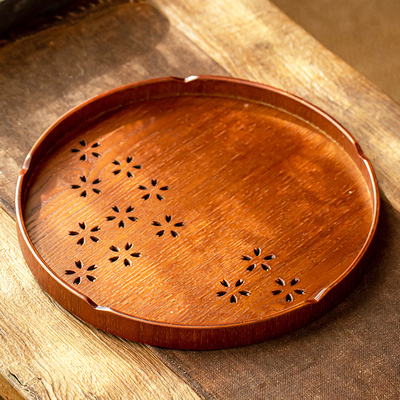 Bandeja de Madera Artesanal para Té de Ceremonia Diseño Sakura