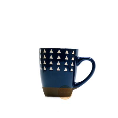 Taza de Ceramica Azul con Diseño Tribal