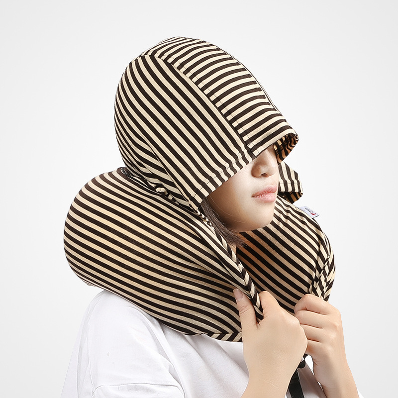 Almohada de Viaje con Capucha Diseño Rayada