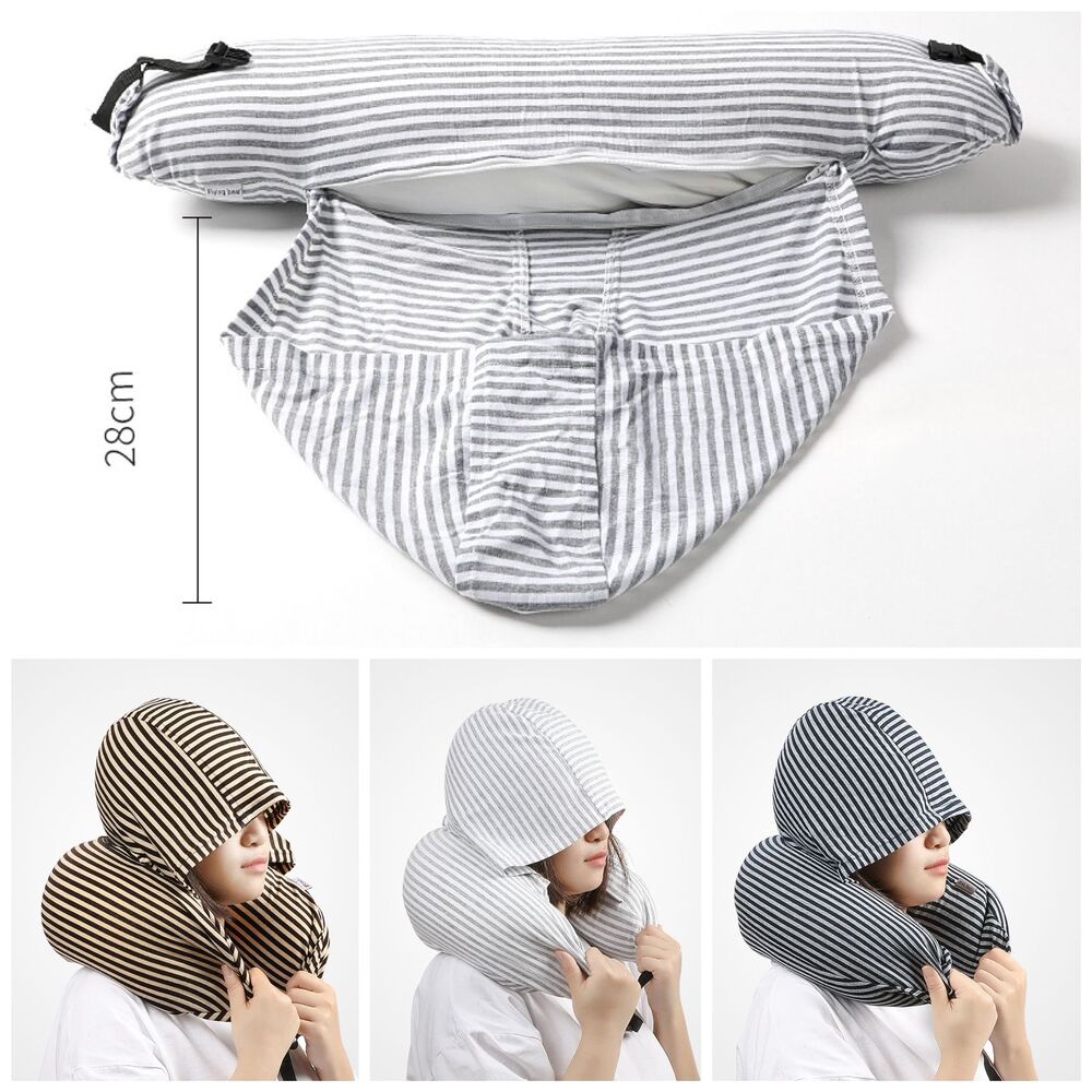 Almohada de Viaje con Capucha Diseño Negro