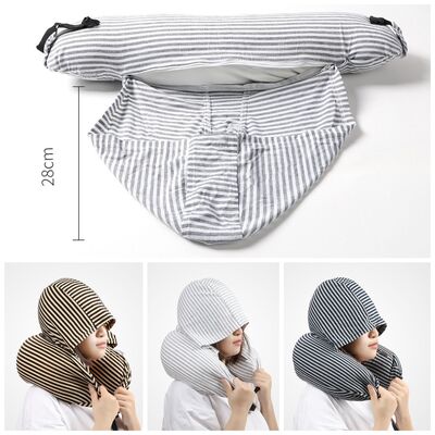 Almohada de Viaje con Capucha Diseño Negro