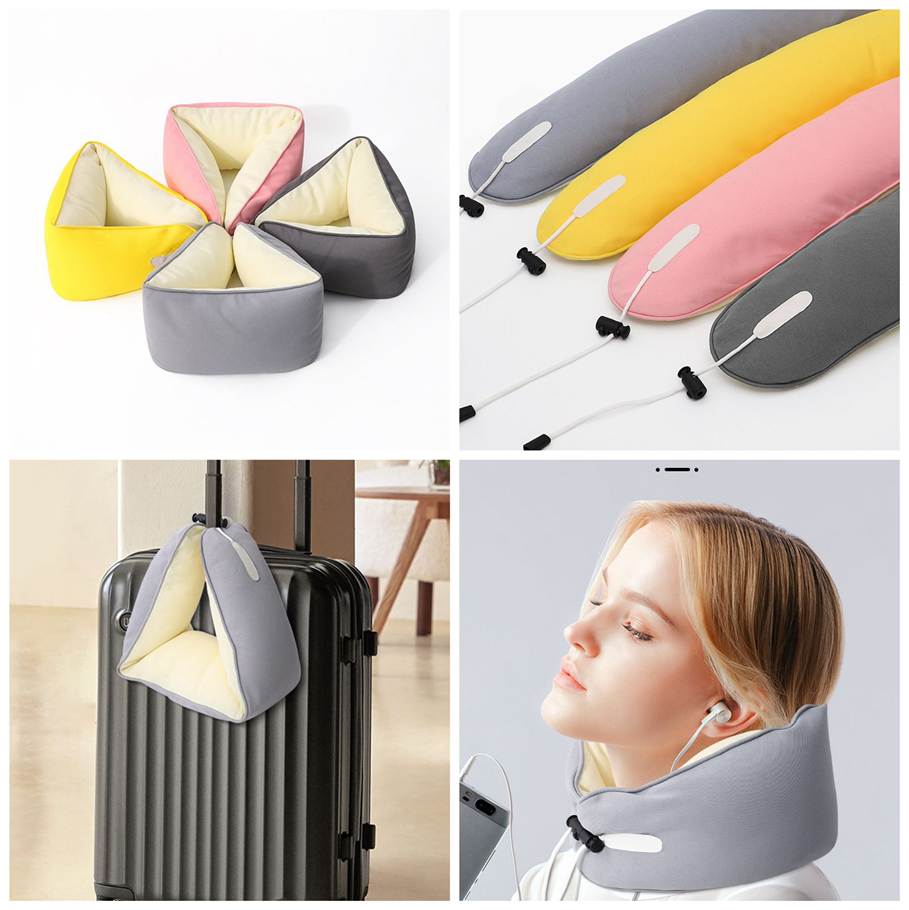 Almohada de Viaje en Forma de U Amarillo