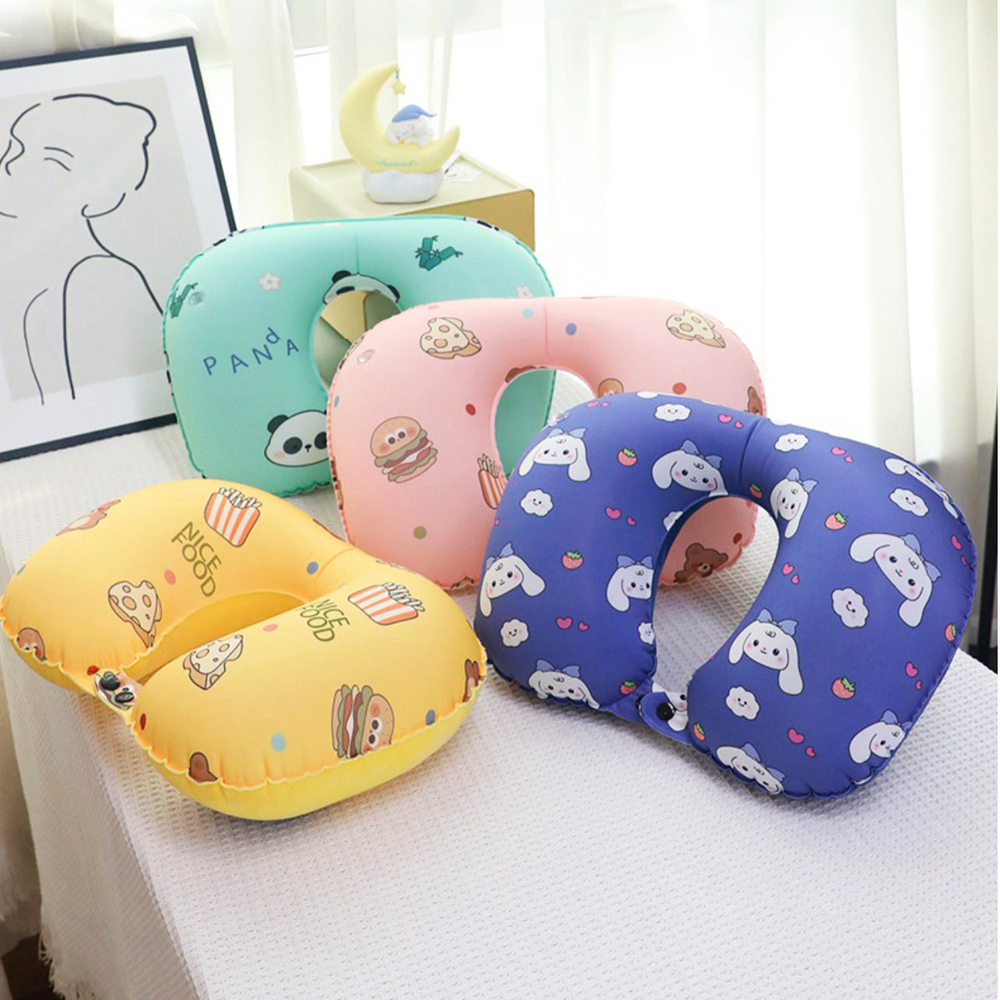 Almohada de Viaje Inflable con Antifaz + Tapones de Oido