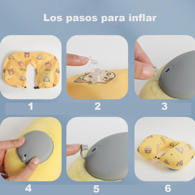 Almohada de Viaje Inflable con Antifaz + Tapones de Oido