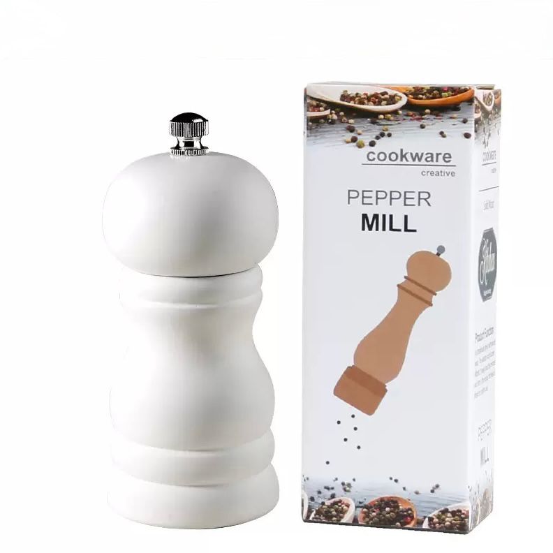 Molinillo de Pimienta y Sal de Madera Sólida Blanco