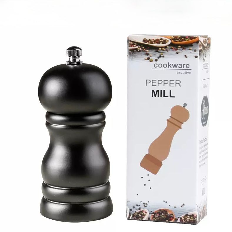 Molinillo de Pimienta y Sal de Madera Sólida Negro