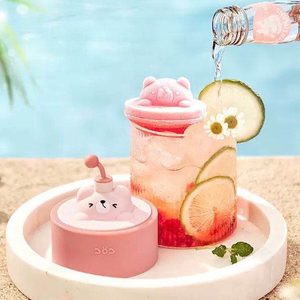 Molde para Hielo de Silicona Oso Rosa