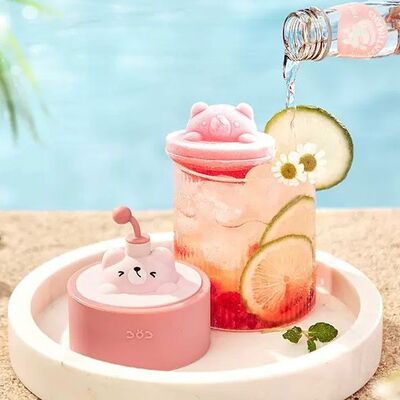 Molde para Hielo de Silicona Oso Rosa