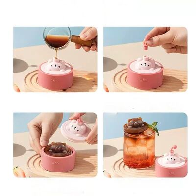 Molde para Hielo de Silicona Oso Rosa