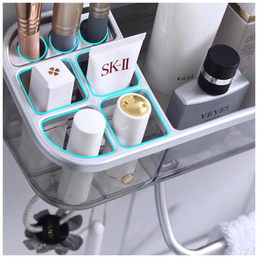 Estante Rectangular de Baño Transparente con Toallero