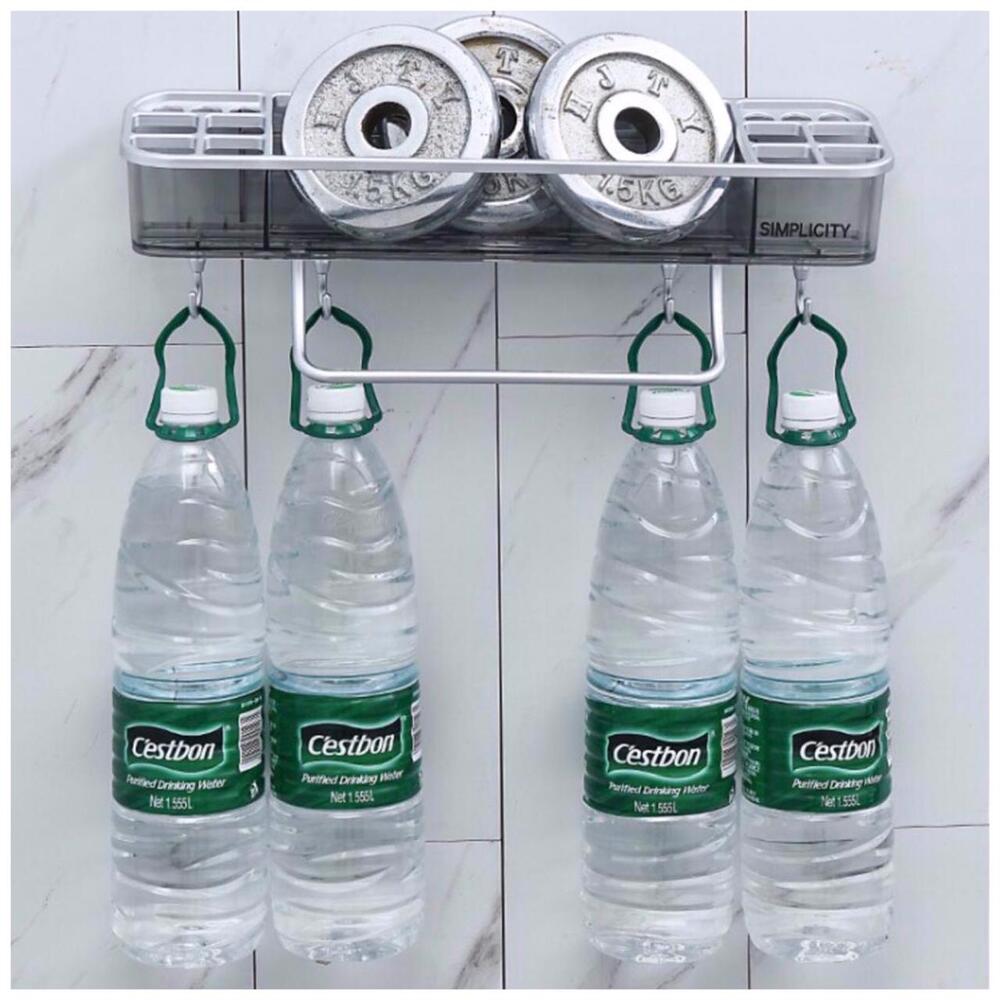 Estante Rectangular de Baño Transparente con Toallero