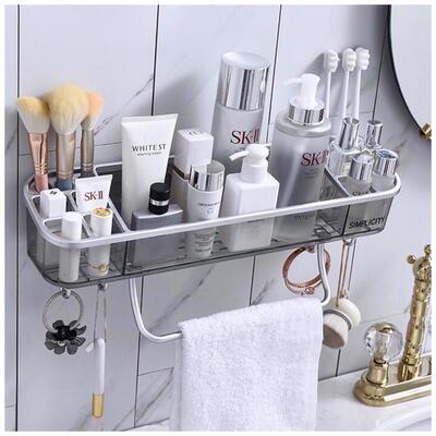 Estante Rectangular de Baño Transparente con Toallero