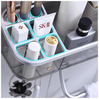 Estante Rectangular de Baño Transparente con Toallero