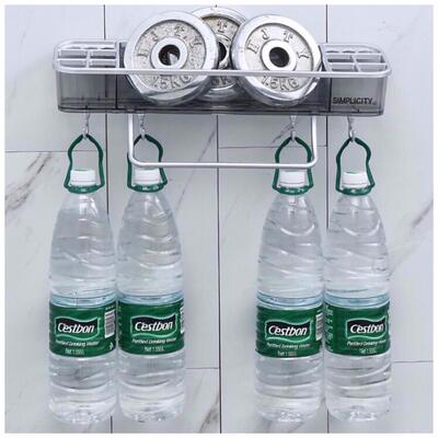 Estante Rectangular de Baño Transparente con Toallero