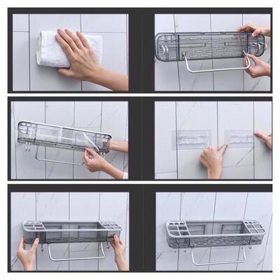 Estante Rectangular de Baño Transparente con Toallero