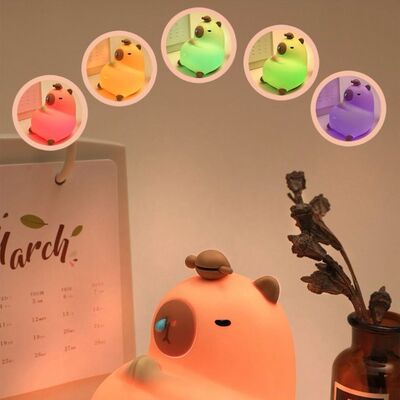 Lámpara Nocturna en 3 Niveles & 7 Colores c/Carga USB-C Capybara 