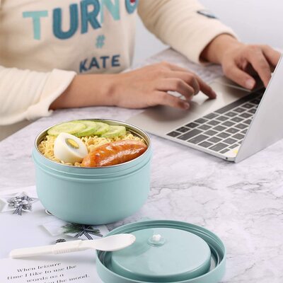 BOWL Con Tapa Para Fideo Instantaneo Azul -850ML