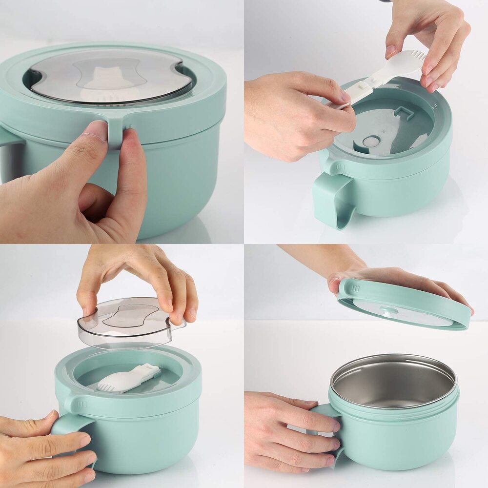 BOWL Con Tapa Para Fideo Instantaneo Verde - 850ML