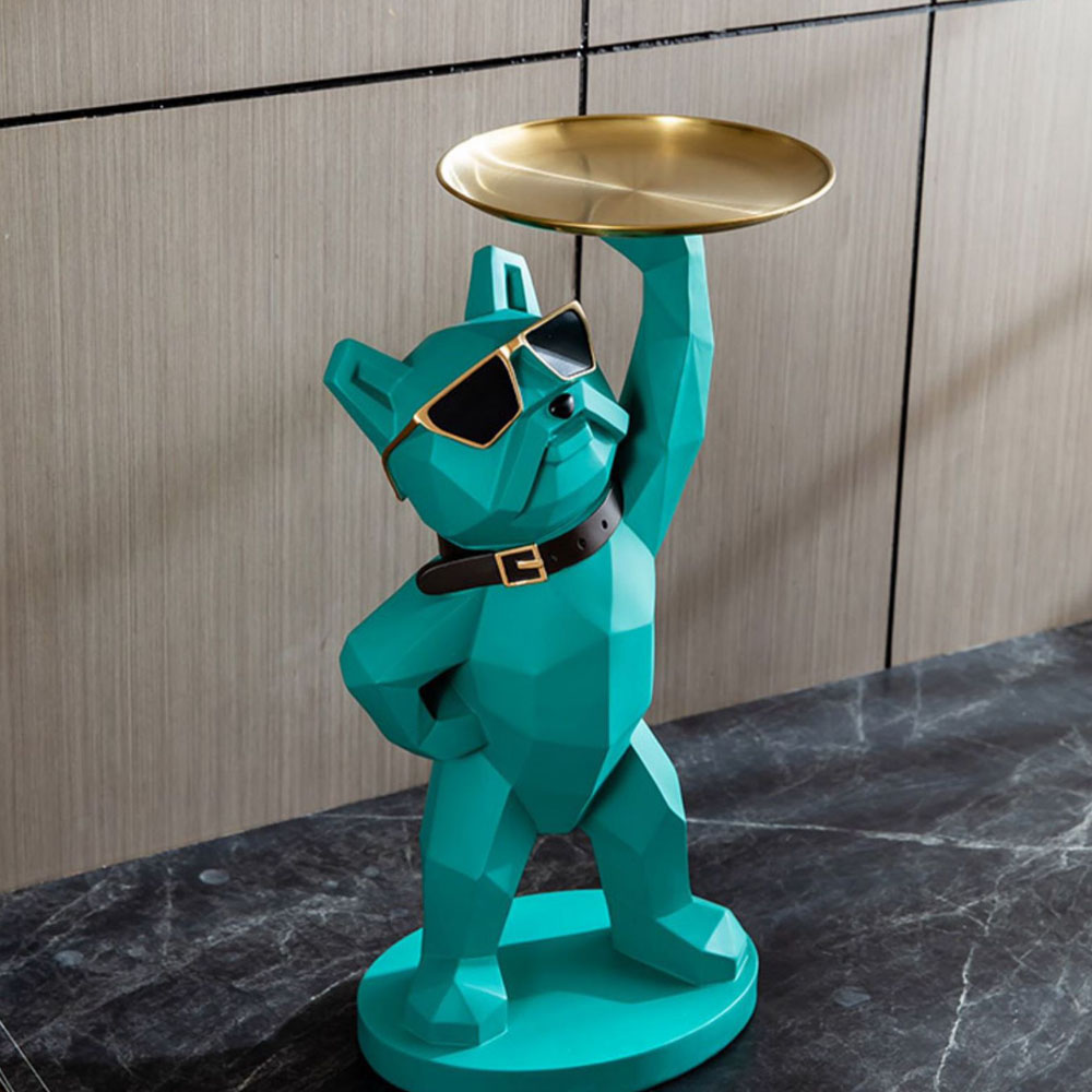 Mr. Dog Muscles Cool Turquesa de Resina Decorativo - Bandeja