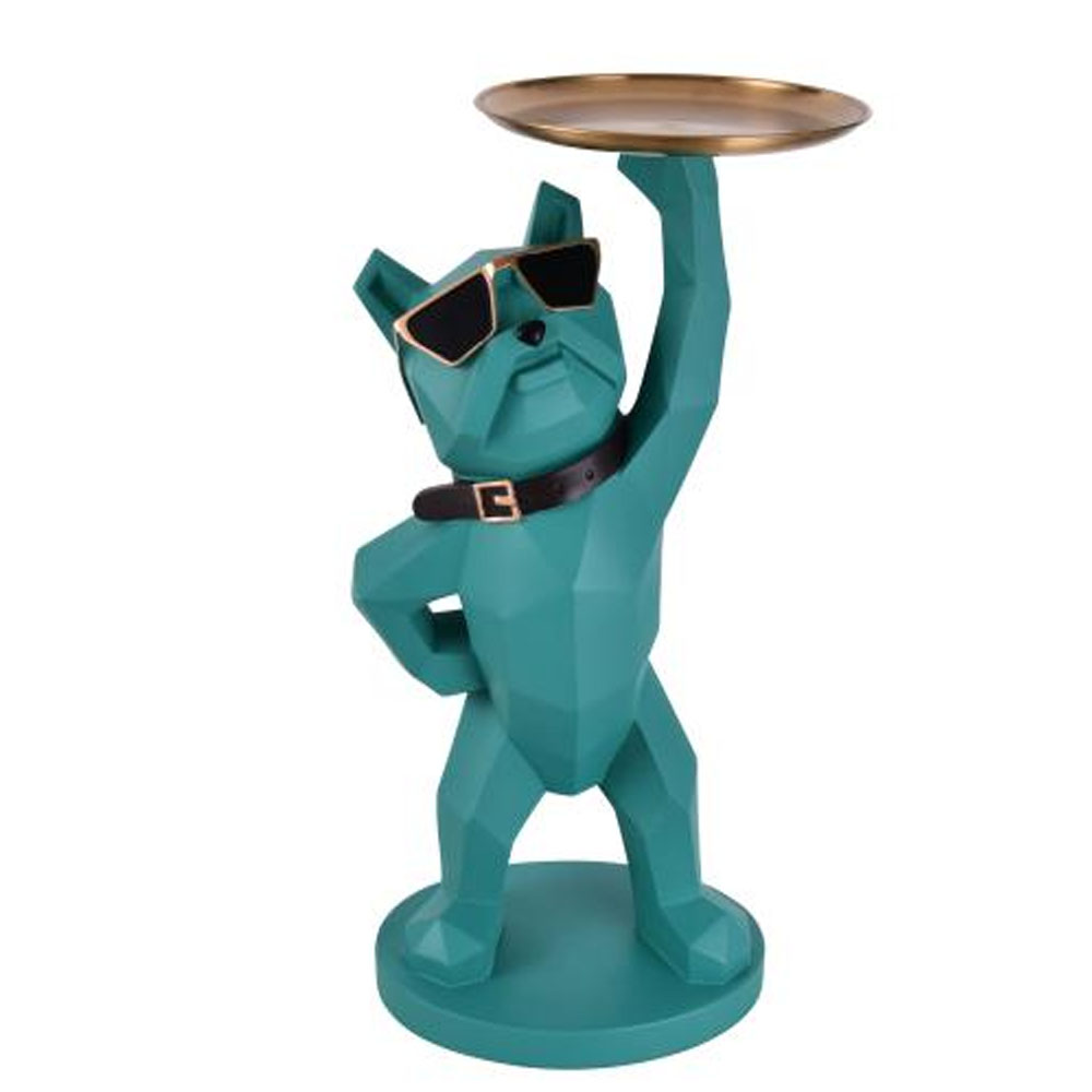 Mr. Dog Muscles Cool Turquesa de Resina Decorativo - Bandeja