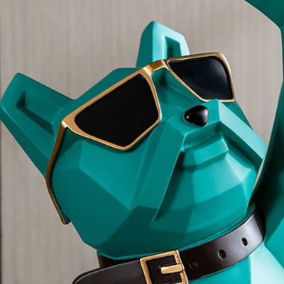 Mr. Dog Muscles Cool Turquesa de Resina Decorativo - Bandeja